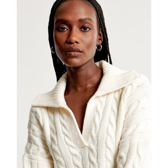 Abercrombie & Fitch Cable Notchneck Sweater Grey - S - Picture 5 of 6